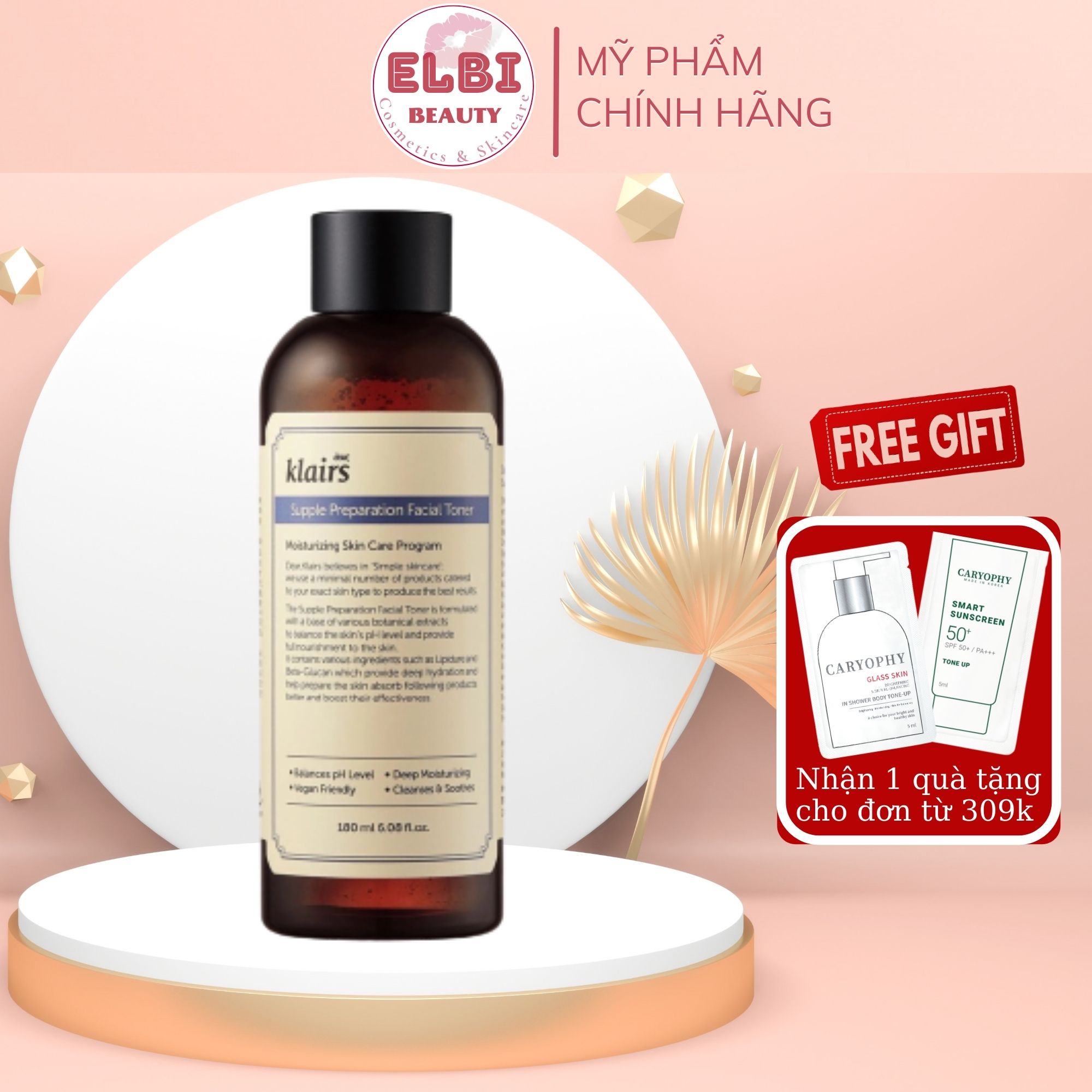 Nước Hoa Hồng Klairs Cho Da Nhạy Cảm Dear Klairs Supple Preparation Facial Toner Klair Có Mùi Hương Thảo Mộc 180ml-Elbi Beauty