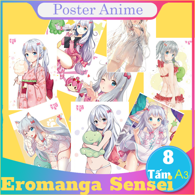 [Giấy Xịn] Set 8 tấm tranh poster A3 Eromanga Sensei anime siêu chất
