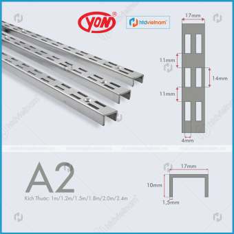 Thanh ray  gắn tường đôi A2 thanh cài tay đỡ làm giá kệ trưng bày