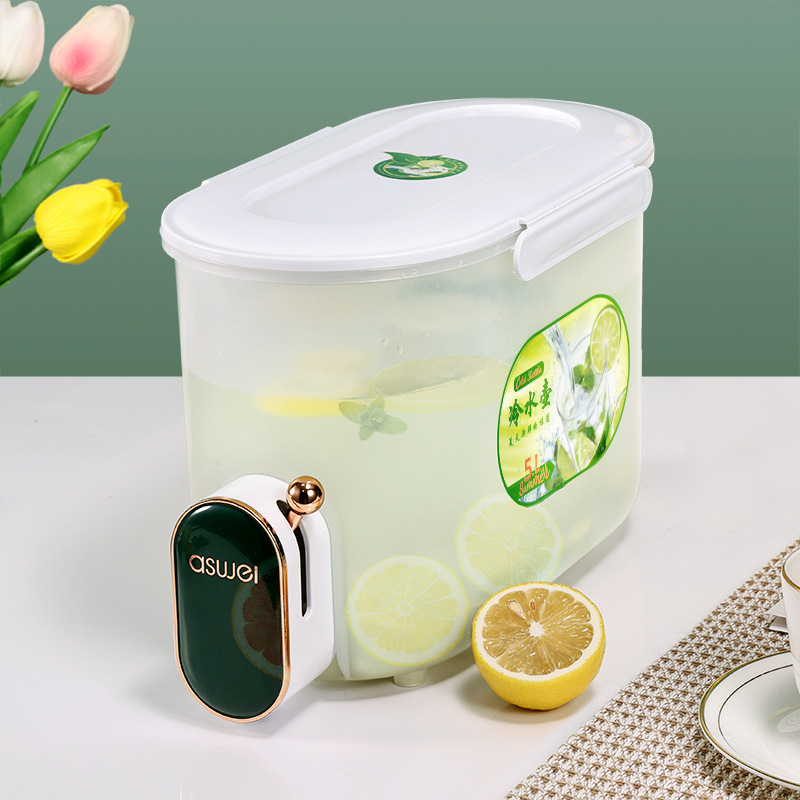Gambar Refrigerator Cold Kettle Plastic with Faucet Cold Water Bucket Household Ice Water Bucket Juice Kettle Cool Kettle