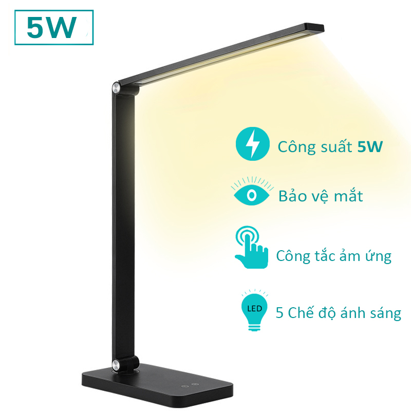 Đèn học led chống cận để bàn 5w, điều chỉnh cảm ứng 5 chế độ ánh sáng - mt856