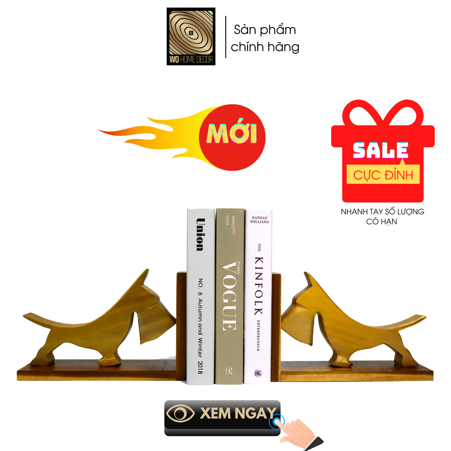 Chặn sách cặp chó vàng sang trọng