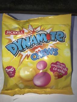 Kẹo Nhai vàng hương trái cây 3 Viên Dynamite Chews Candy (Gói 125g)