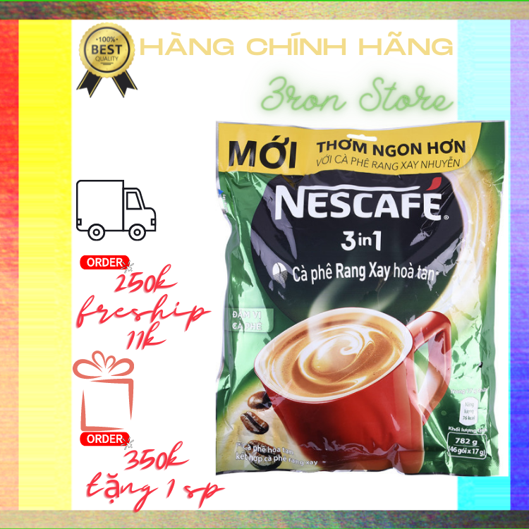 Cà phê nescafe rang xay hòa tan túi xanh 46 gói*17g