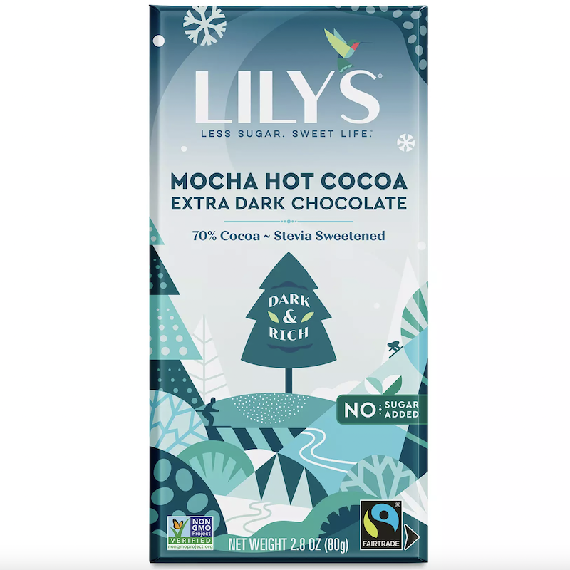 Thanh socola đen vị mocha lily's extra dark chocolate bar, 70% cocoa, stevia sweetened, low-carb, keto friendly, gluten-free & non-gmo, 80g
