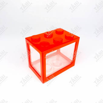 Hồ Cá Lắp Ráp LEGO (Màu ĐỎ)  Mini 12x10.5x8CM - Bể Cá Mini Nuôi Cá Beta, Guppy, 7 Màu,...