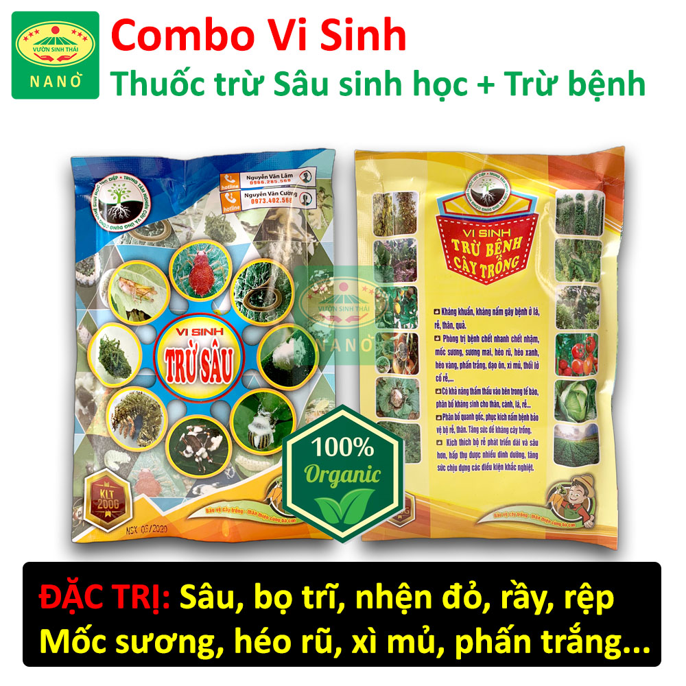 Combo Chế phẩm vi sinh Thuốc trừ sinh học - Trừ Nấm bệnh hại cây trồng. Khỏi lo nhện đỏ, bọ trĩ, rầy rệp, đốm đen, mốc sương, vàng lá, thối rễ. Sản phẩm sạch, 100% lên men Tự Nhiên.