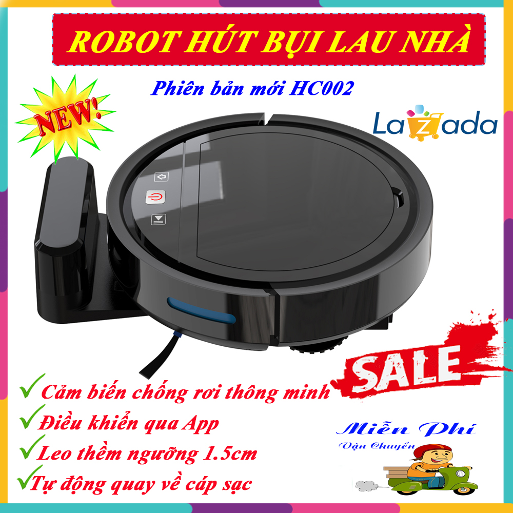 Robot Lau Nhà Hút Bụi, Robot Lau Quét Nhà, Máy Hút Bụi Lau Nhà Tư Động.Cảm Biến Thông Minh Chống Rơi Cầu Thang, Điều Khiển Qua App, Lực Hút Mạnh Mẽ, Hoạt ĐỘng Theo Lập Trình Sẵn, Tự Sạc Khi gần Hết Pin. BH 1 ĐỔI 1 !!!