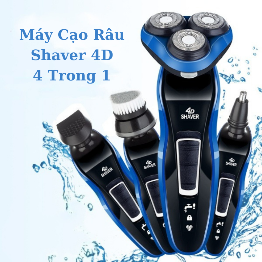 Máy Cạo Râu [HÀNG XỊN] Đa Năng 4 in1 cạo râu ,cắt tóc, massage mặt, tỉa lông mũi , Dao Cạo Râu, 4D – Lưỡi Dao Tự Mài, Lưỡi Cạo Sắc Bén Chuẩn Xác chống nước vệ sinh rửa nước thóa mái