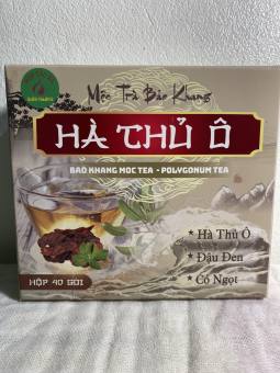 Hộp 40 gói hà thủ ô túi lọc, hà thủ ô đỏ Bảo Khang, giảm rụng tóc, tóc bạc, hói đầu, giúp đẹp da, kích mọc tóc