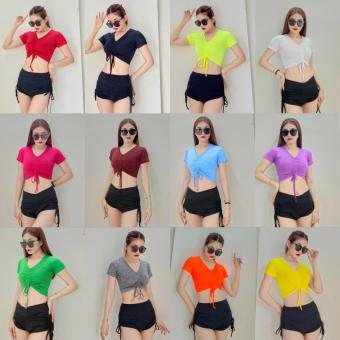 Áo Croptop Rút dây Thể Thao Nữ Tập Gym Yoga Aerobic thun lạnh cao cấp - Vải Xịn