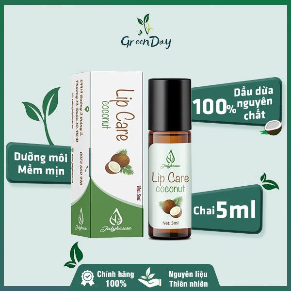 Son dưỡng dầu dừa 100% nguyên chất, dưỡng môi mềm mịn - chai 5ml