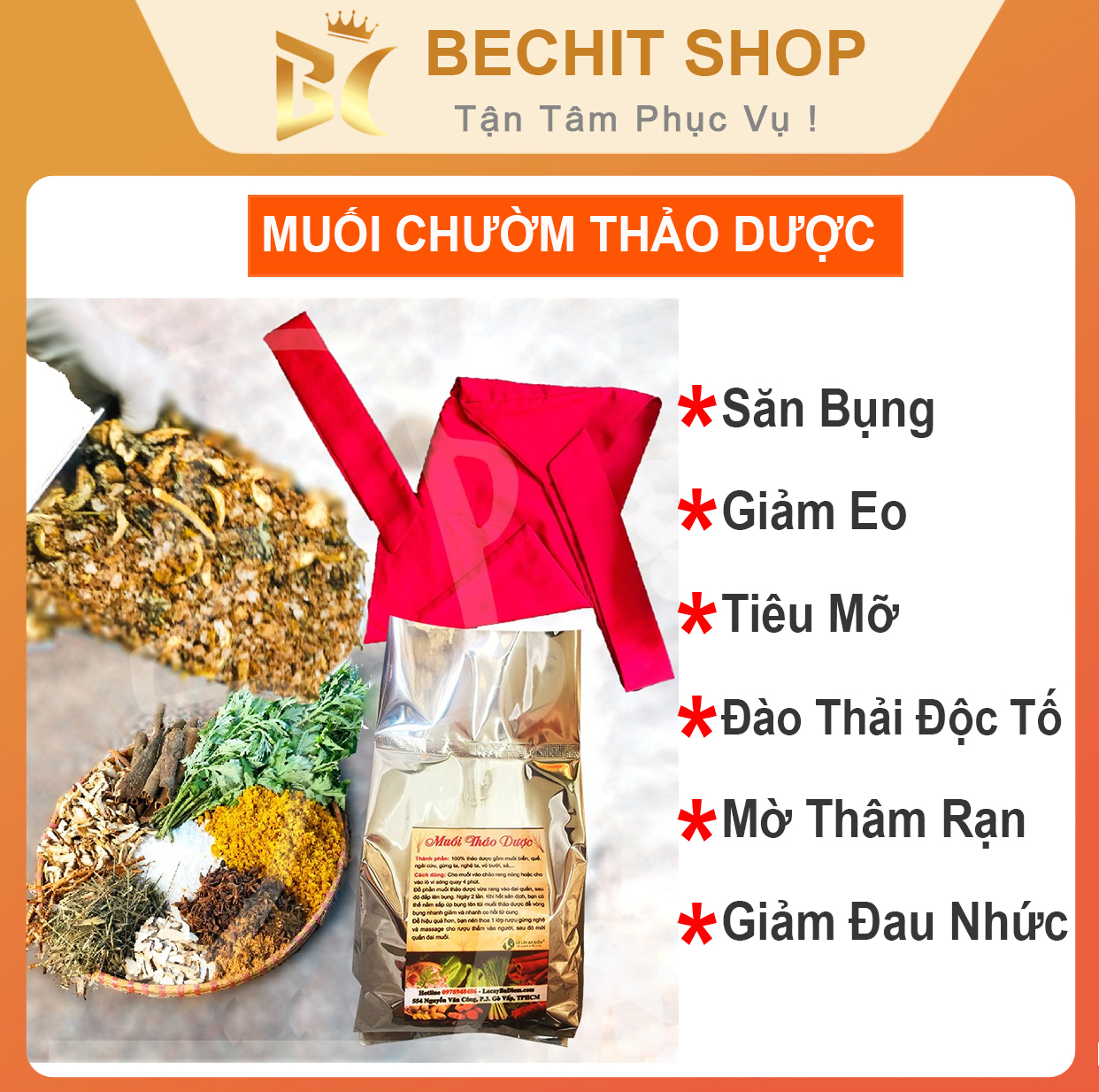 Muối thảo dược chườm bụng sau sinh | muối chườm bụng muối chườm lưng muối thảo dược sau sinh | tặng đai quấn muối