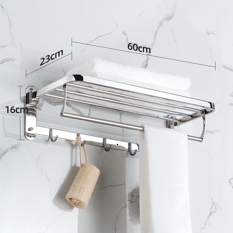 Giá treo khăn - Vắt Khăn tắm, Giá treo khăn tắm inox 304 đa năng 2 tầng, có móc treo quần áo L.O1