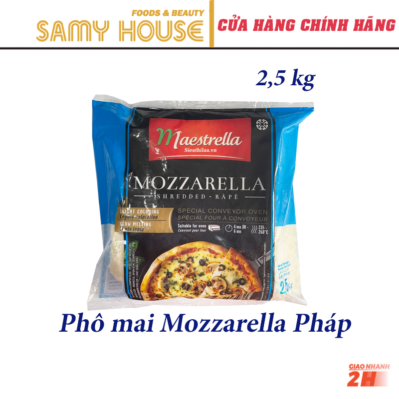 Phô mai bào sợi mozzarella nhập khẩu pháp 2,5kg