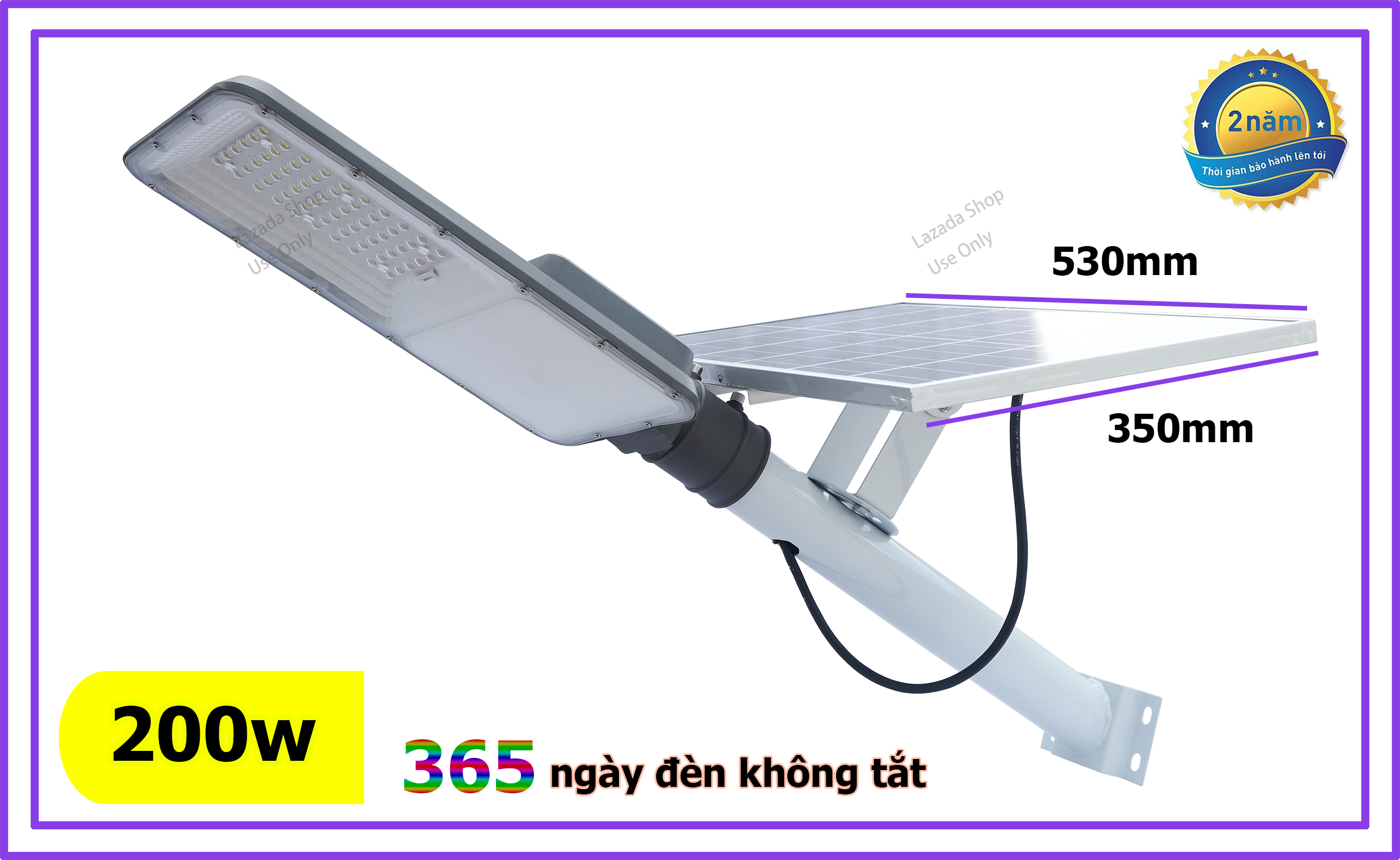 Đèn đường năng lượng mặt trời 200W Tiêu chuẩn Công Nghệ Châu Âu