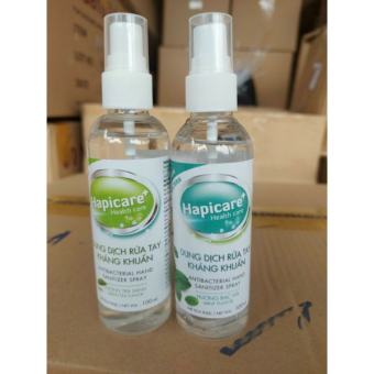 Nước rửa tay sát khuẩn hapicare chai 100ml dạng xịt mini hương trà xanh