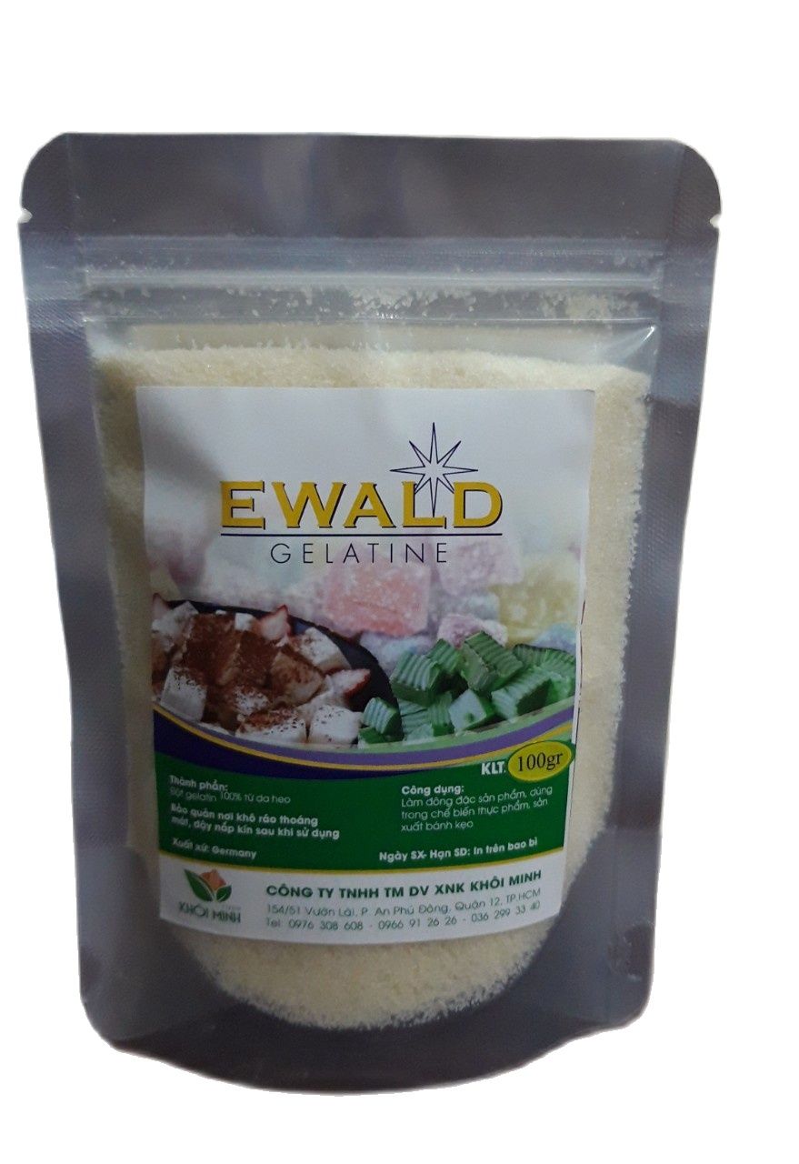 Gói 100gr Bột Gelatine Ewald  Đức 250bloom  làm đông dẻo thực phẩm, làm kẹo dẻo, khúc bạch, làm kem, chế biến giò chả thịt nguội...