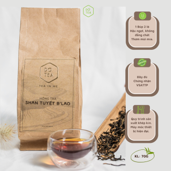 Hồng trà shan tuyết B'lao Dotea gói 70g hương trái chín, hậu ngọt, vị không quá đắng thơm mùi đường mía