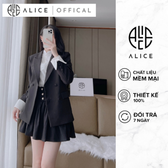 Áo Khoác Blazer Alice Cao Cấp Cổ Vest Cúc Bọc Thiết Kế Đứng Form Chất Vải Đanh Mịn Không Bai Xù A220