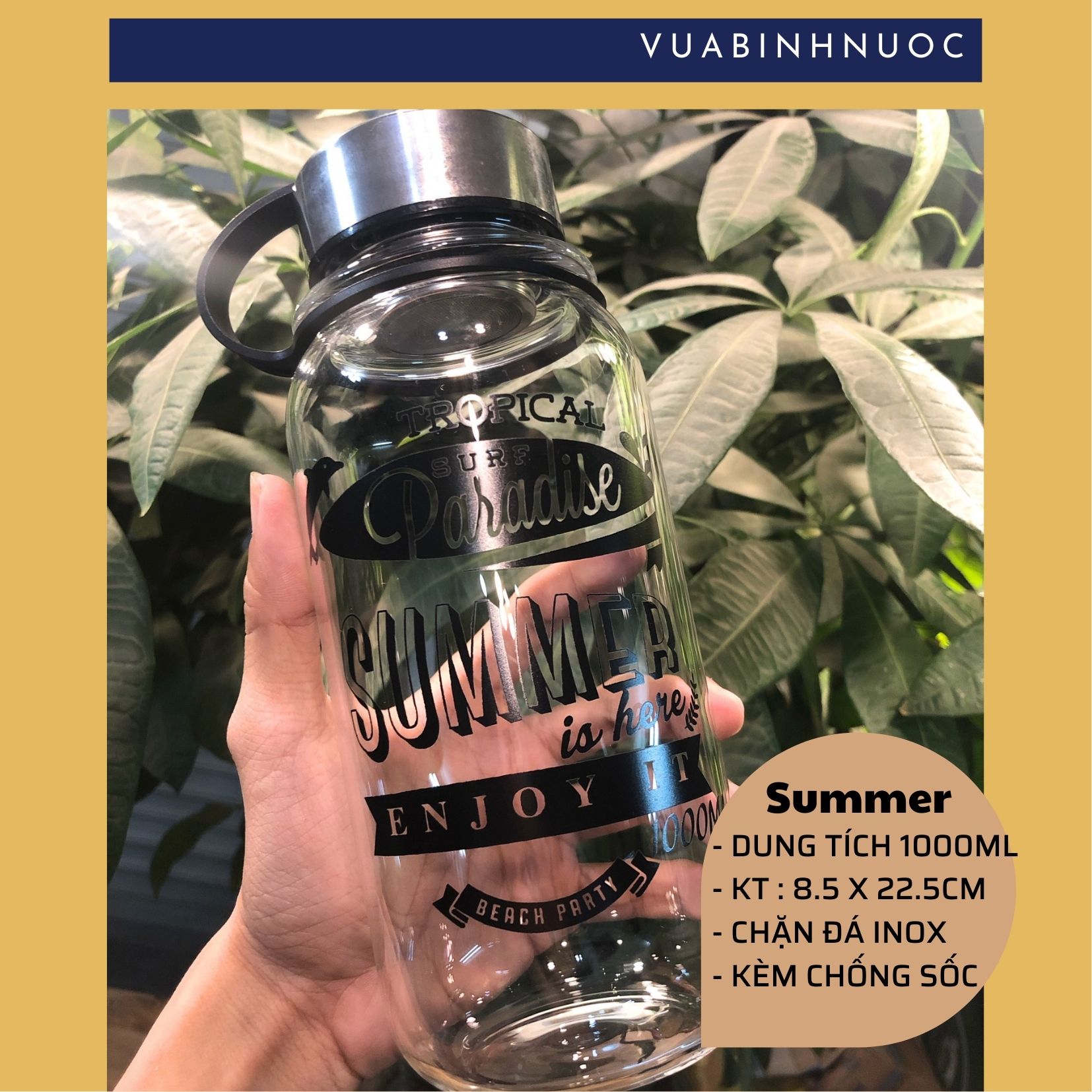 Bình nước thủy tinh summer 700ml - 1000ml