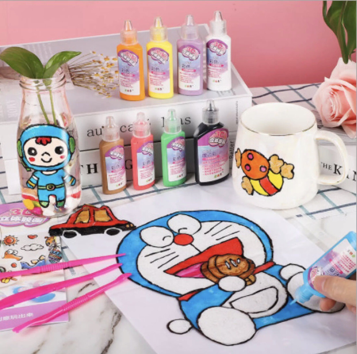 [HCM] Bộ Tô Màu 4D Tạo Thành Hình Dán Sticker Cho Bé Sáng Tạo