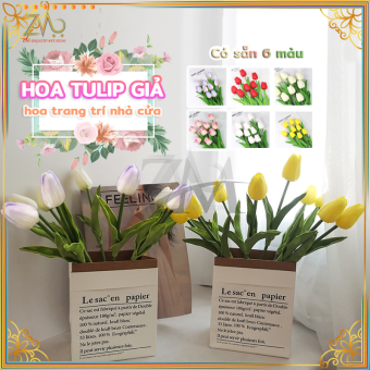 Hoa tulip giả,Hoa tulip nhân tạo,Hoa tulip giả nhân tạo trang trí bình thủy tinh,Trang trí nội thất