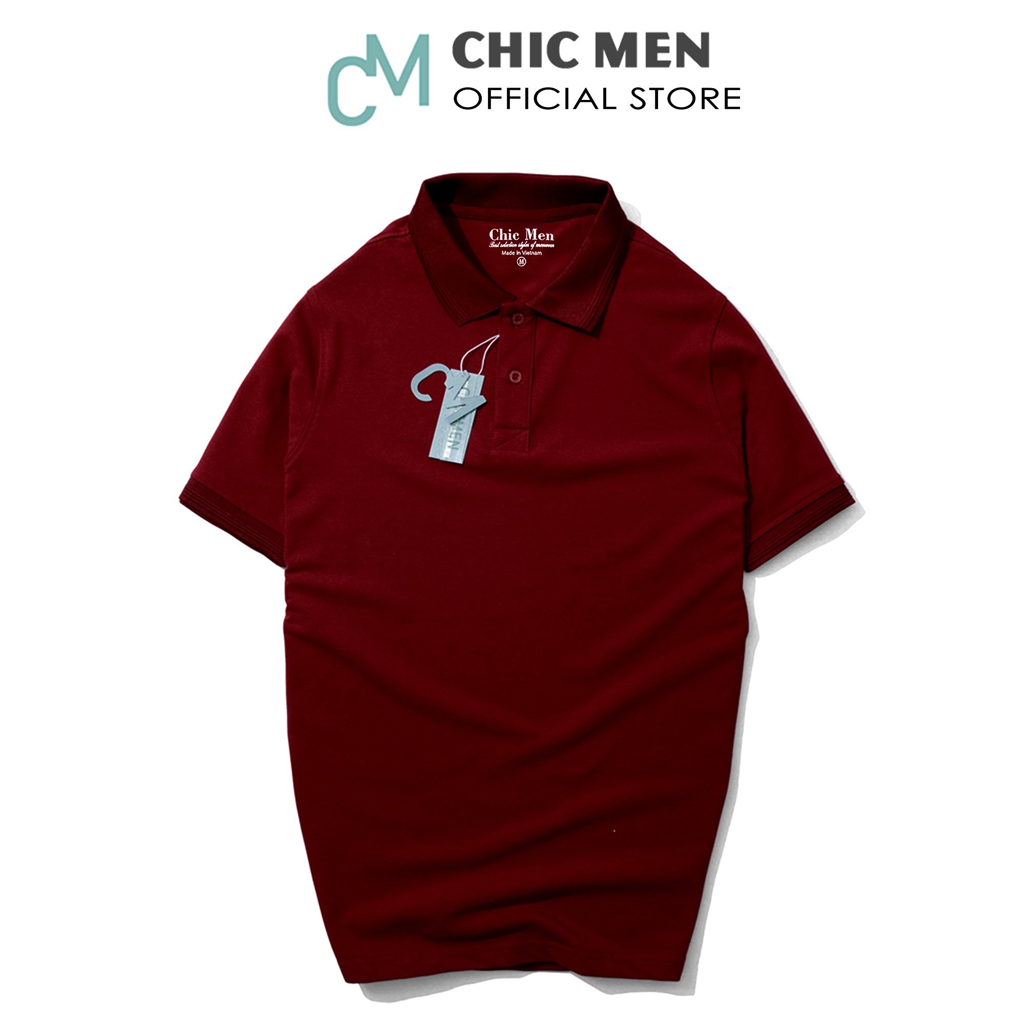 Áo POLO nam cổ bẻ BASIC,form regular, vải cá sấu CVC, phong cách, màu Đỏ Mận - CHICMEN