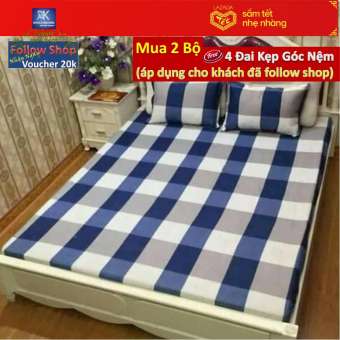 bộ ga chun poly 1m6x2m + 2 áo gối 45cmx65cm.