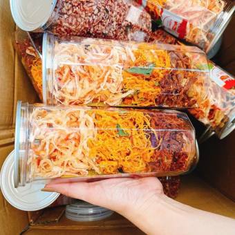 Lon 300G ❤️ Mix 3 Vị : Khô Gà - Khô Bò - Mực Hấp Dừa