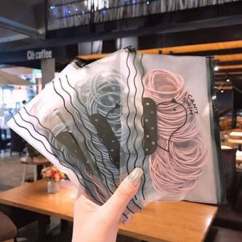 Bộ 100 Dây Chun Buộc Tóc Đa Sắc Màu Thiết Kế Túi Zip Gọn Nhẹ - TÚI ZIP 100 CHUN BUỘC TÓC - Set 100 dây cột tóc trơn -