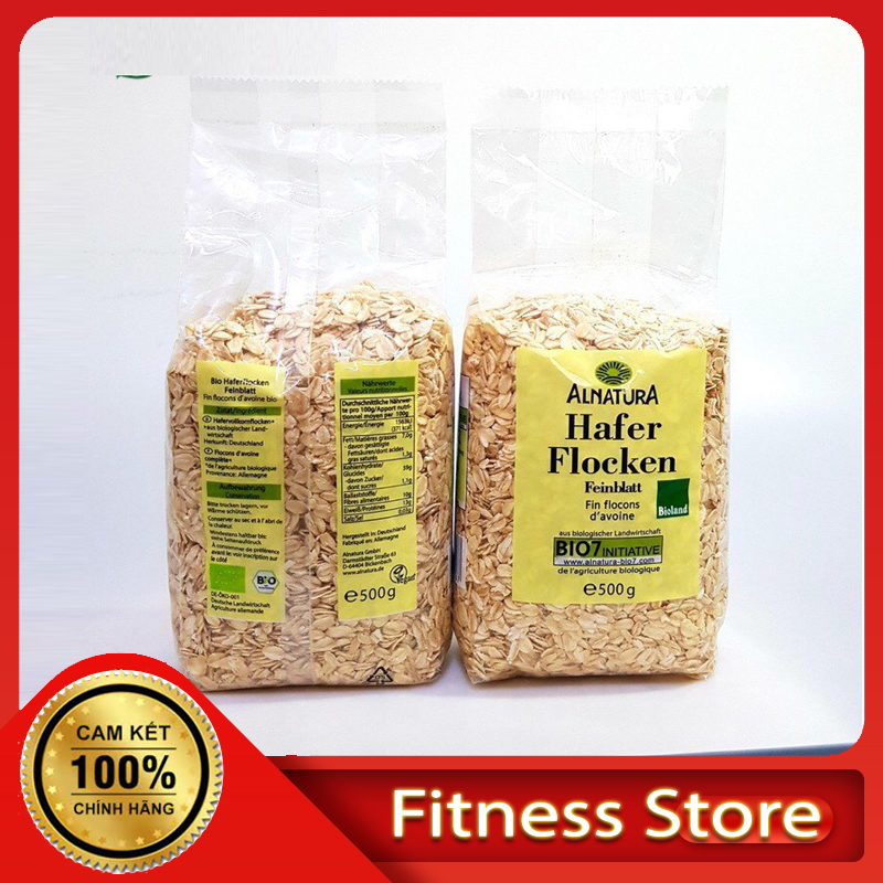 Yến mạch hafer flocken 500g hữu cơ giảm cân ăn kiêng healthy, eatclean, keto, cán dẹt, cán vỡ nguyên chất