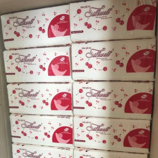 Combo 3 gói Khăn giấy ăn giấy rút 2 lớp Silkwell đỏ, Giấy ăn rút Silkwell đỏ 280 tờ