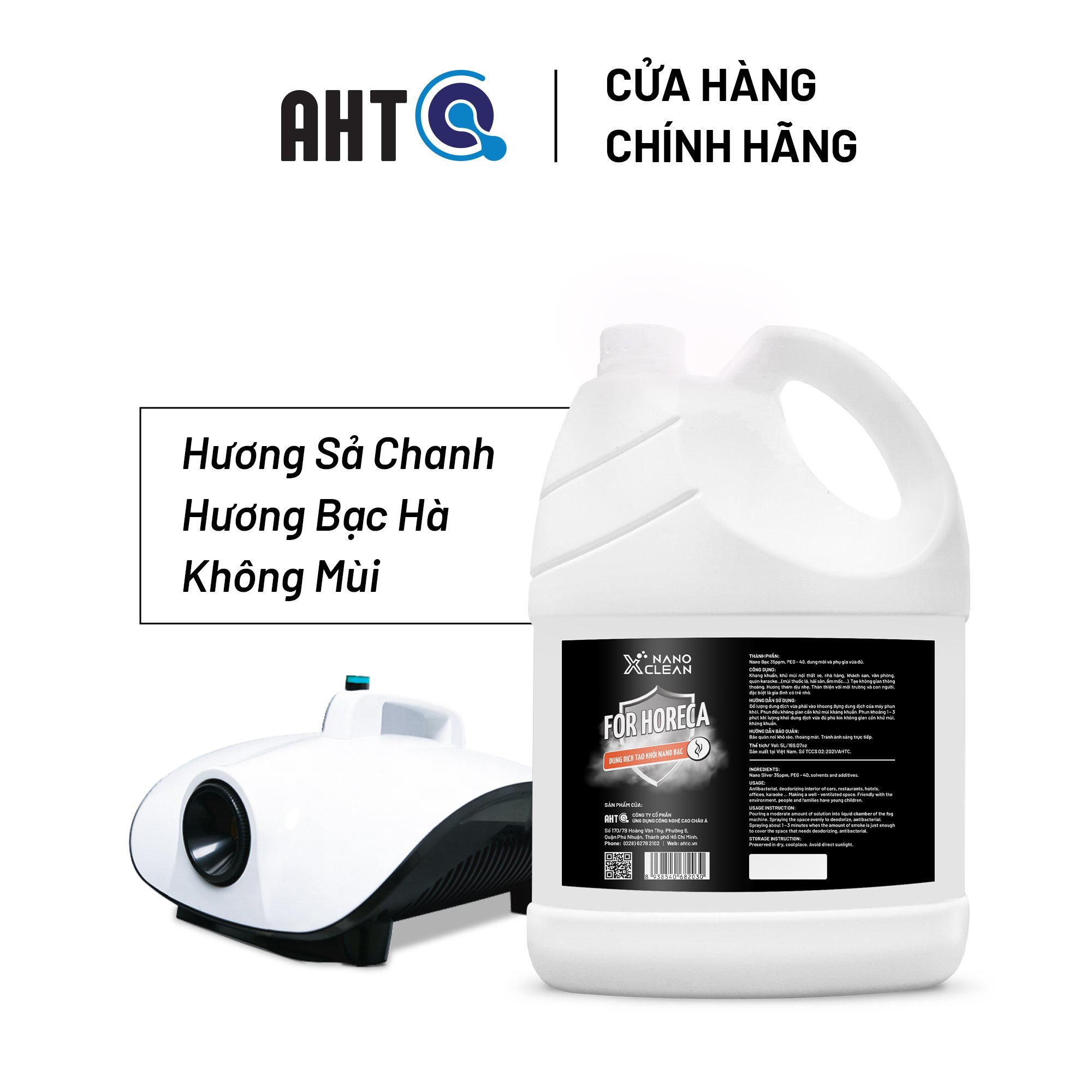 Dung dịch Nano Bạc tạo khói, phun khói Nano Xclean For Horeca 5L/4L-Diệt Khuẩn Khử Mùi Không Gian Nhà Ở, Nhà hàng, Karaoke, Khử Mùi Ẩm, Mùi Mốc, Mùi Bếp, Mùi Ô Tô, Khử mùi bồn cầu, nhà vệ sinh-Nano Bạc AHT Corp (AHTC)