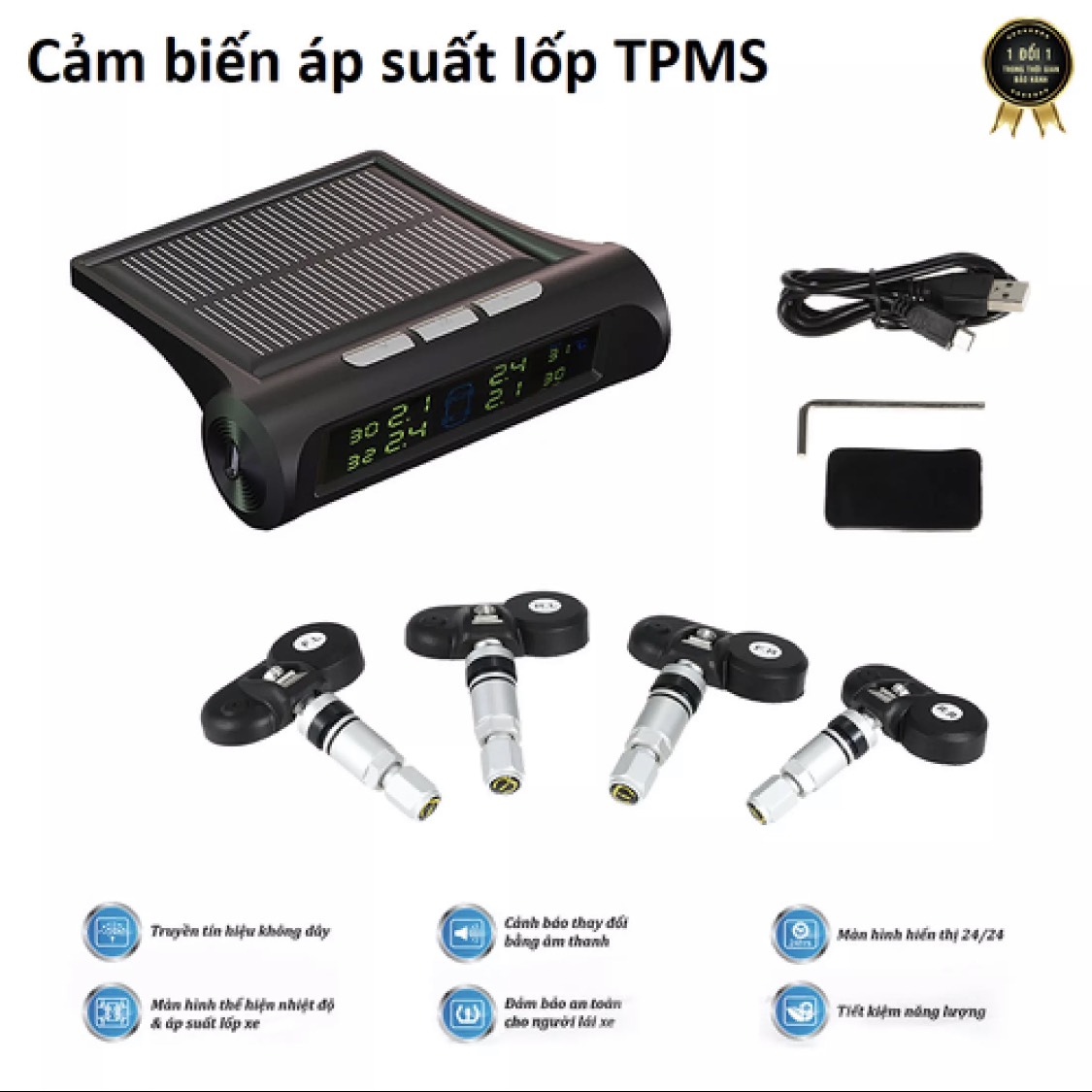 [HCM][Bảo Hành 6 Tháng - 1 Đổi 1 Trong 14 Ngày] Cảm biến áp suất lốp TPMS van TRONG màn hình LED đa sắc bản quốc tế pin NL mặt trời