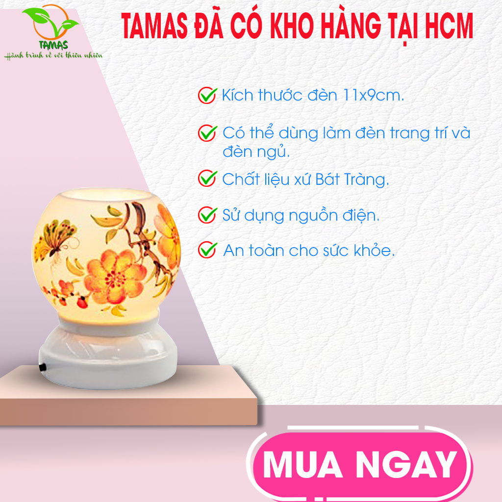 Đèn xông tinh dầu gốm sứ bát tràng- tamas