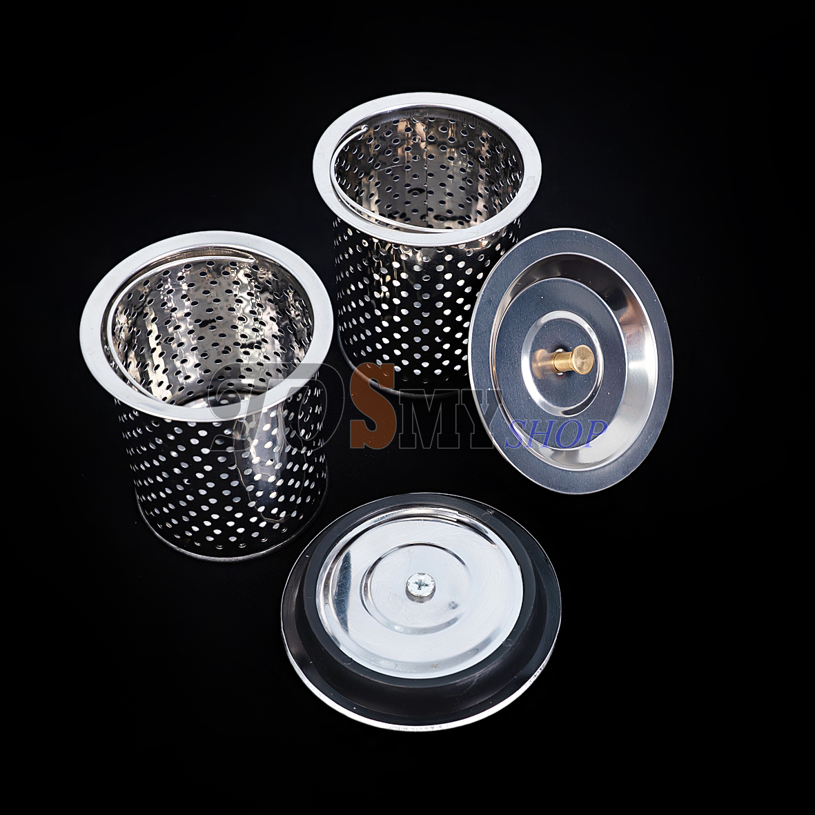 Combo 02 bộ Giỏ rác và 02 nắp đậy chậu rửa bát inox