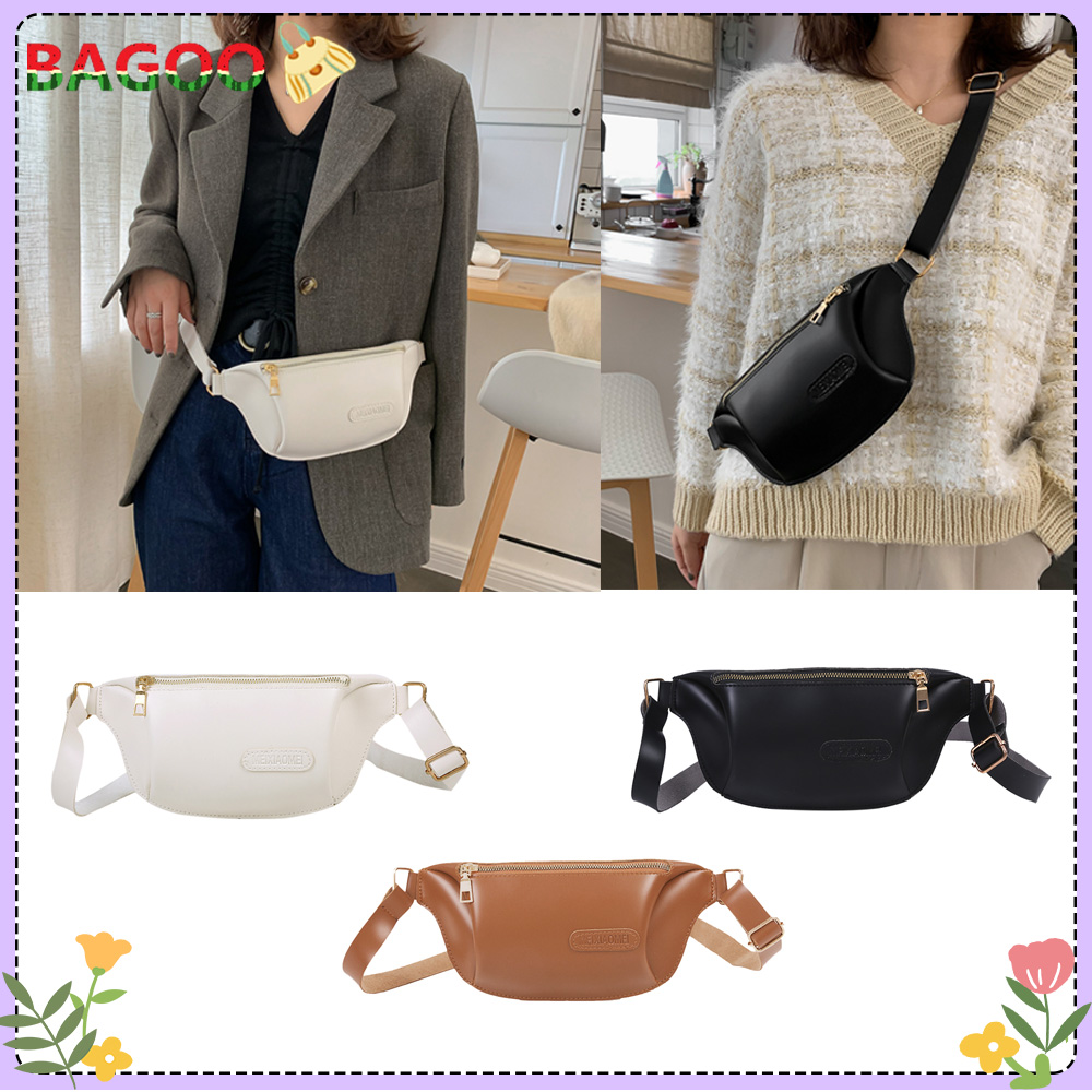 Túi Đưa Thư Đeo Chéo Vai Bằng Da PU Màu Trơn Thời Trang Cho Nữ, Túi Đeo Ngực Eo Nhỏ Thường Ngày Cho Nữ