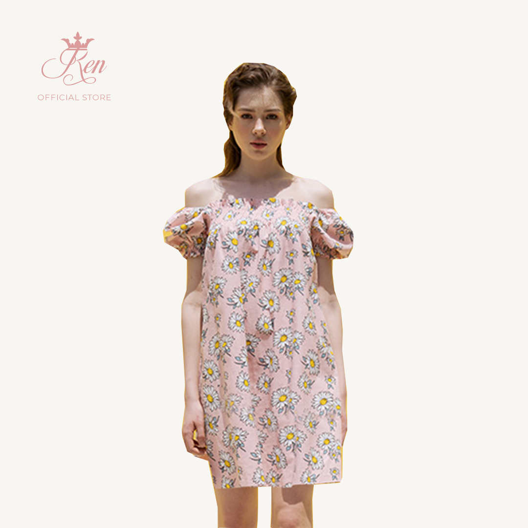 Ren by tee - đầm bẹt vai nhún thun dáng xòe