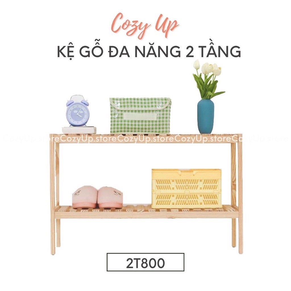 [HCM]Kệ Tab Trang Trí Đầu Giường Gỗ Thông 2 tầng dài 80cm