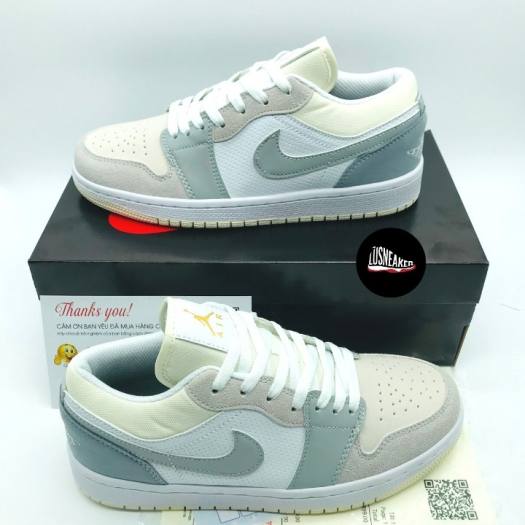 Giày Jordan Paris CHUẨN 11 giày sneaker JD 1 màu xám cổ thấp , size nam nữ 36-43