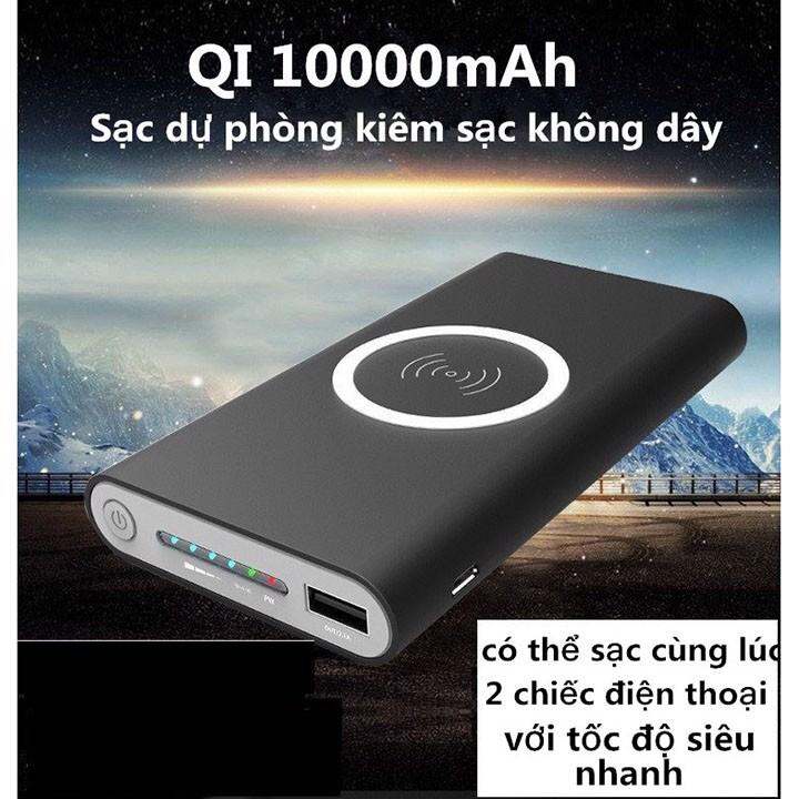 Pin dự phòng không dây - sạc không dây đa năng sieu đẹp thông minh chuẩn qi kiêm pin dự phòng 10000 mah , pin sạc dự phòng không dây chuẩn qi 10000mah, công nghệ sạc không dây cực nhanh, an toàn, tương thích hầu hết các dòng điện thoại