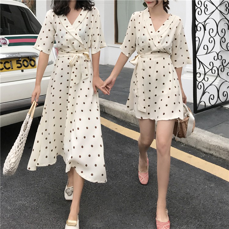 Đầm hoa nhí thắt eo Ulzzang váy maxi phong cách Vintage vải xốp cotton