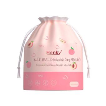 Khăn lau mặt khô HANKY NATURAL cuộn 50 khăn, khăn khô dùng một lần cotton 100% - khăn animerry khô