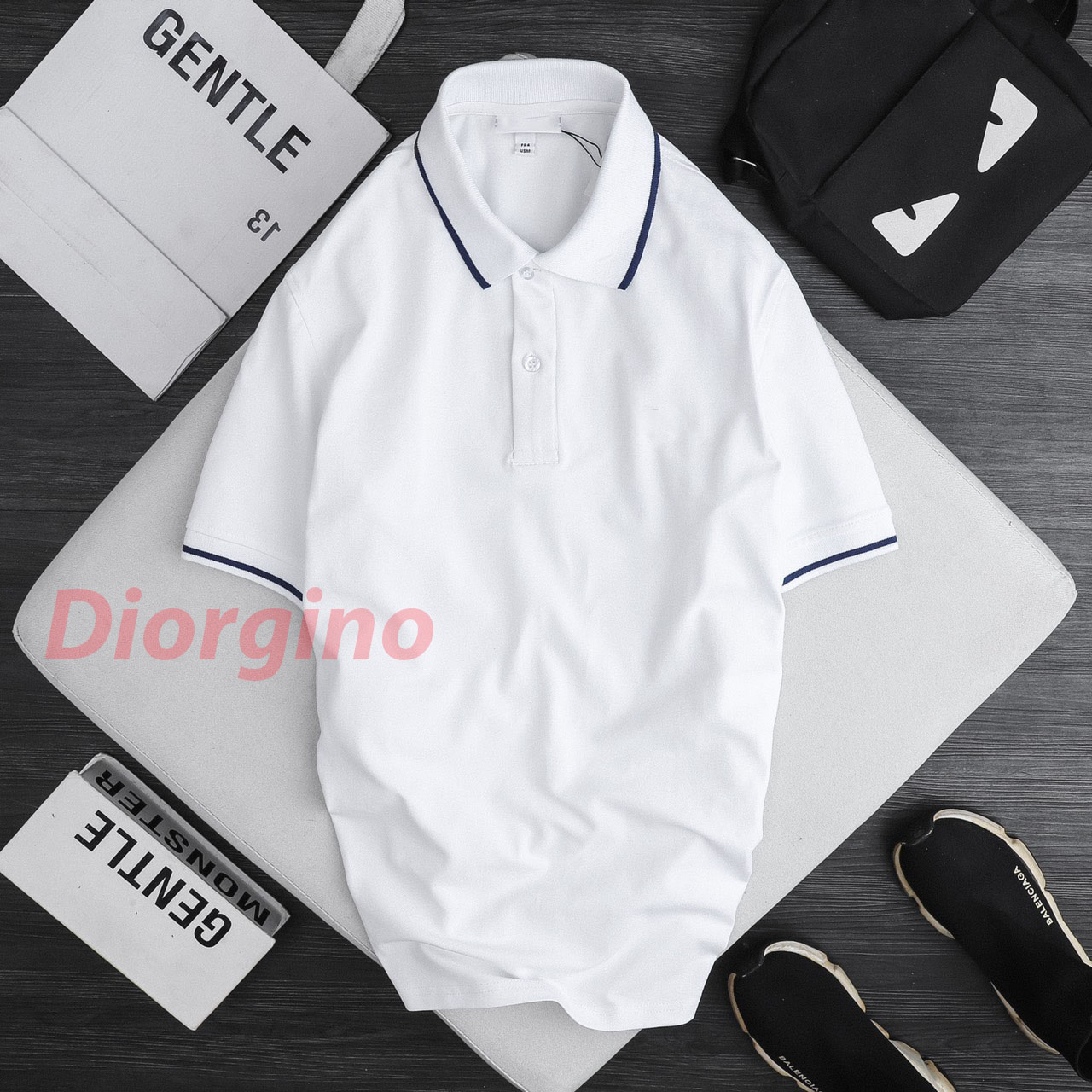 Áo thun nam polo phối viền thể thao vải thun lạnh cực mát
