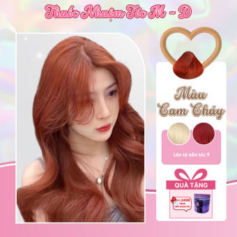 Thuốc Nhuộm Tóc, Thuốc Nhuộm Tóc CAM CHÁY, Tặng Kèm Oxy Trợ Dưỡng Và Bao Tay - Thuốc Nhuộm Tóc M-D