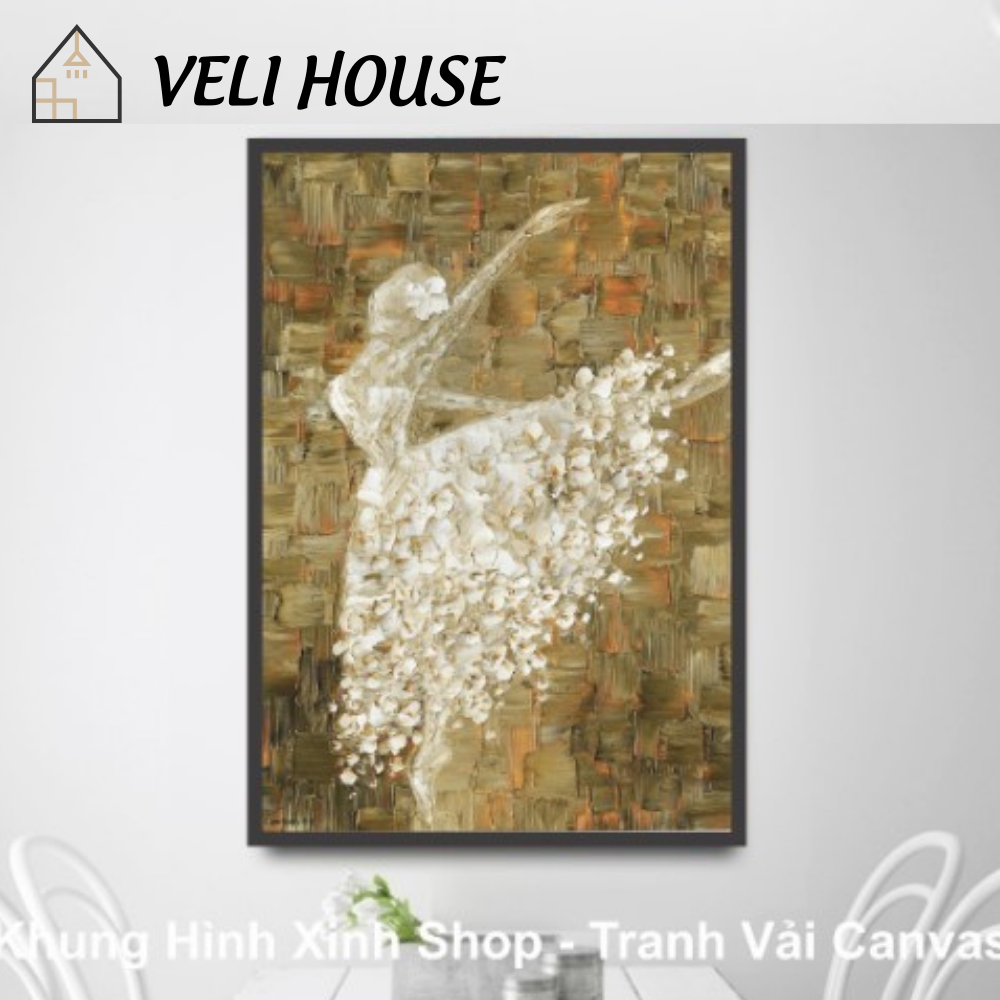 [ Size 40x60 cm ] Tranh vải canvas trang trí tường - Múa bale - Kèm khung - Veli hous