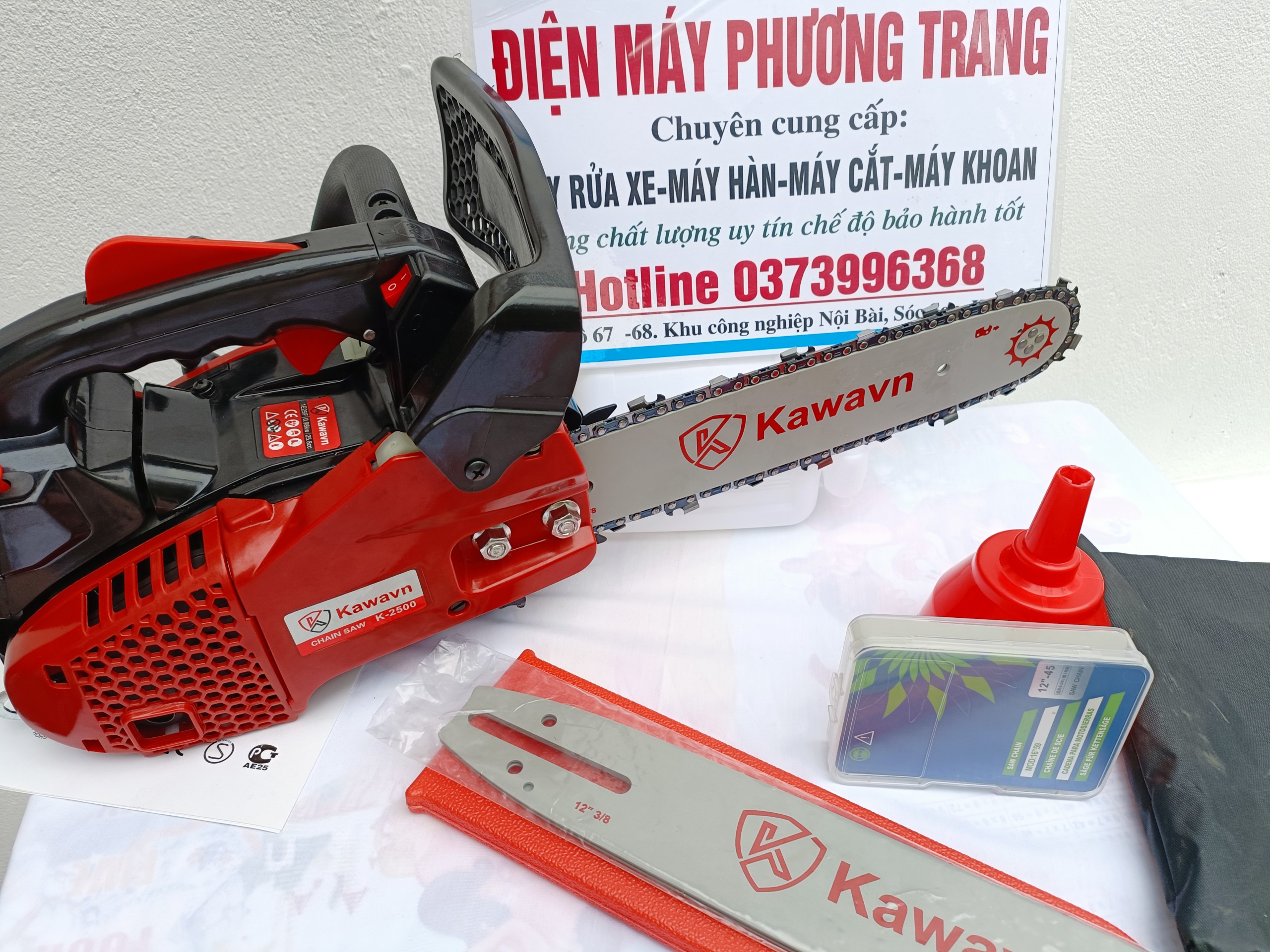 Máy cưa xích chay xăng cưa tay cụt Kawav mini - may cua xich chay xang lam 3 tấc trọng lượng 3.5kg