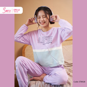 Bộ Đồ Mặc Nhà Cotton SUNFLY Áo Tay Dài quần Dài ST8928