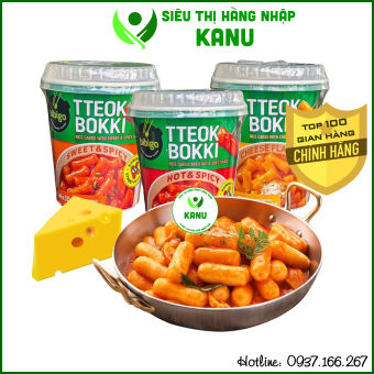 Bánh gạo tokbokki sốt phô mai & sốt cay Tteokbokki Hàn Quốc 125g, đồ ăn vặt ngon rẻ